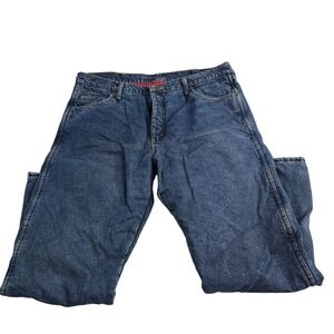 Wrangler Rugged Wear Jeans Mens 40x30‎ Lined Red Fleece Comfort Heavy Duty Work